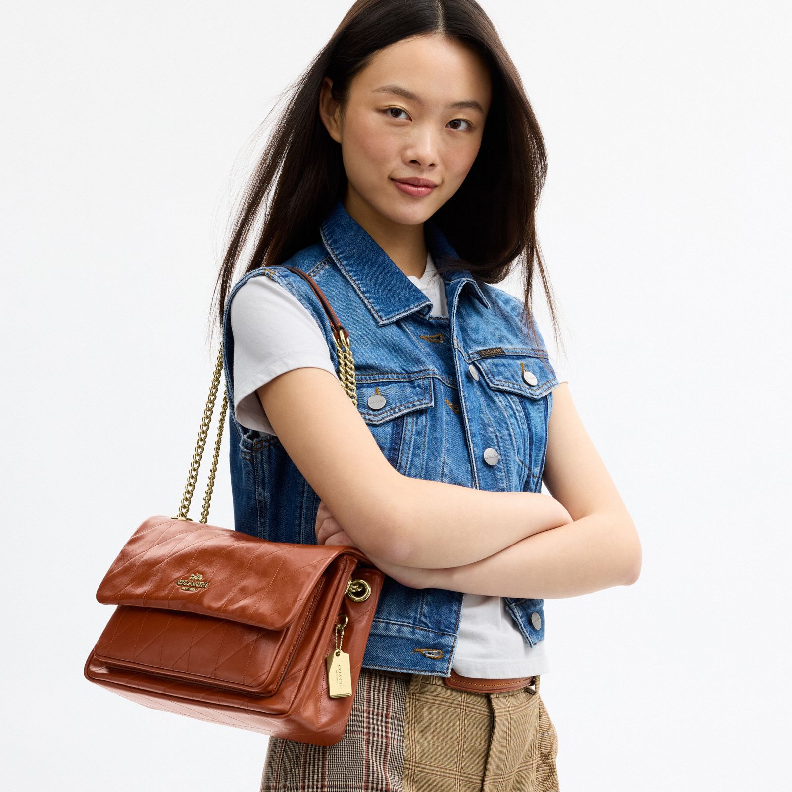 Elodie Crossbody Bag With Quilting - Gold/Cinnamon - view 2