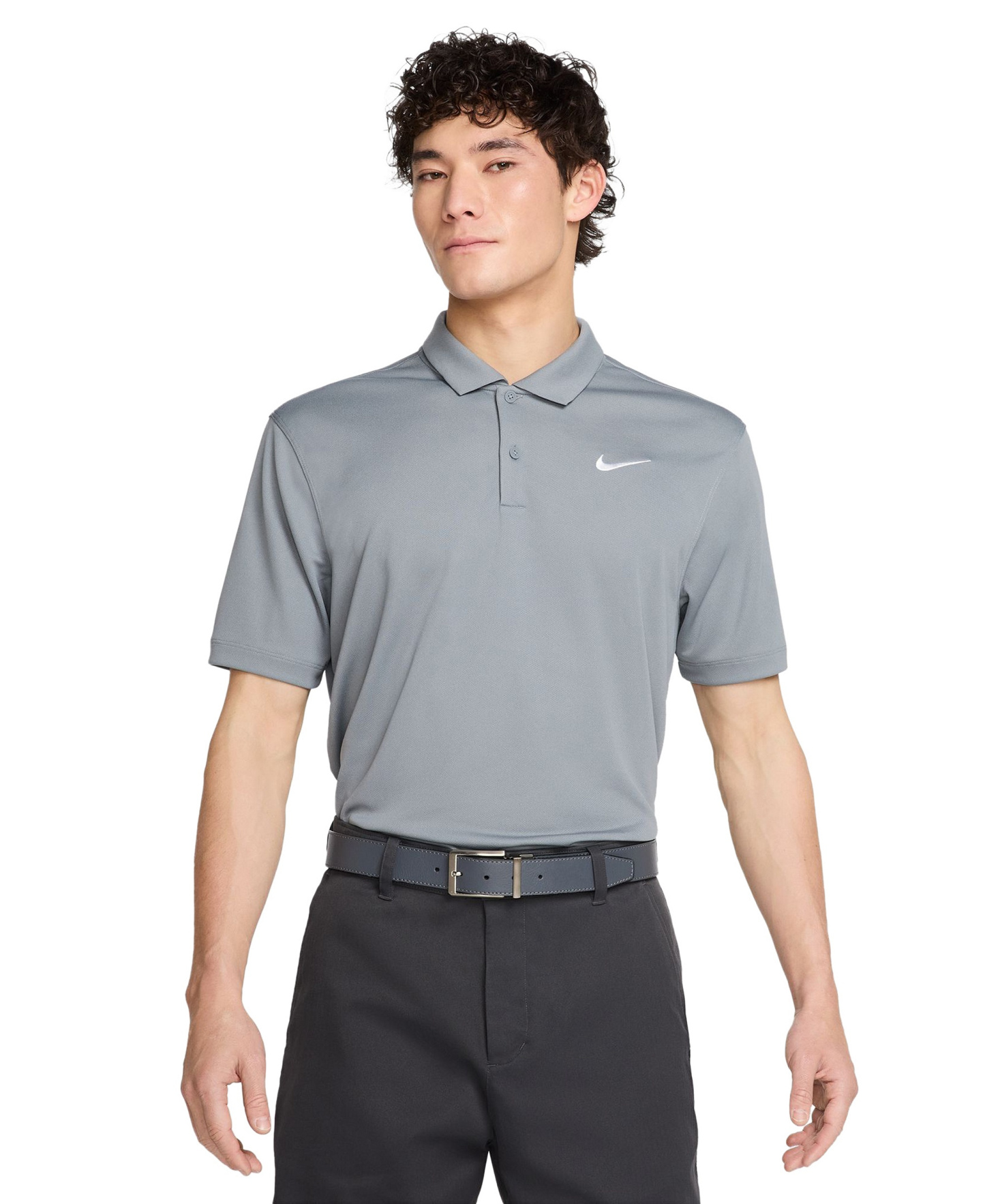 Nike Men's Relaxed-Fit Core Dri-FIT Short-Sleeve Golf Polo Shirt - Cool Gray/White