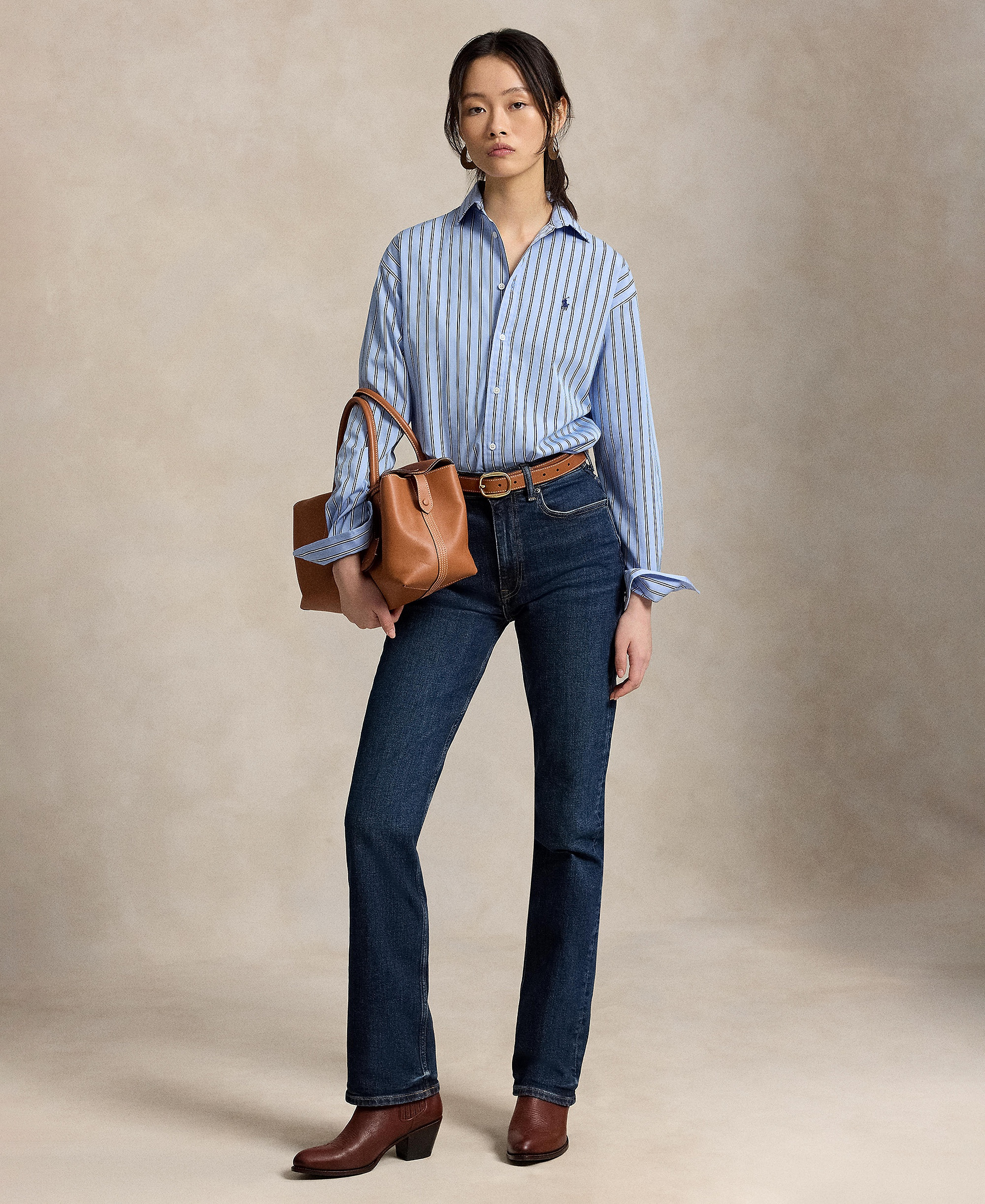 Polo Ralph Lauren Women's Relaxed-Fit Striped Cotton Shirt - Light Blue White Multi