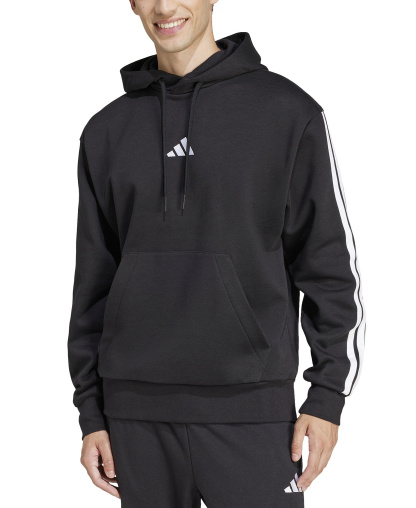 adidas Men's Essential Three-Stripes Fleece Hoodie - Black/White