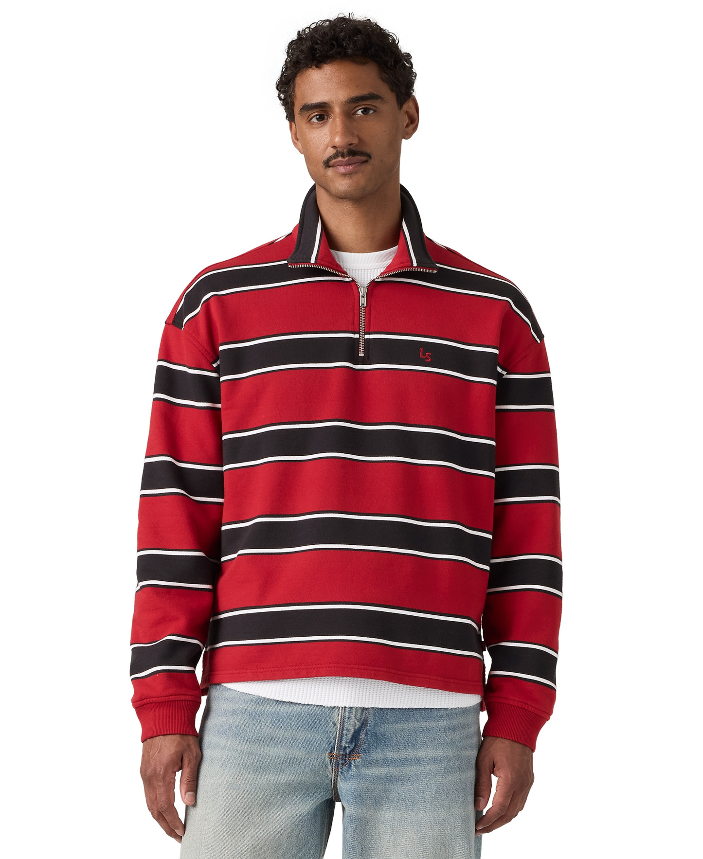 Levi's Men's Cameron Quarter-Zip Sweater - Stripe Emboldened