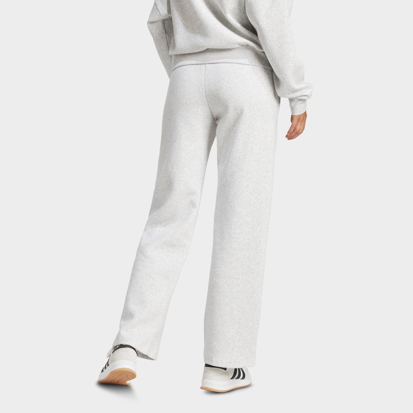 Women's adidas Sportswear Essentials Small Logo Feel Cozy Open-Hem Pants - Light Grey Heather/White