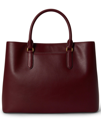 Lauren Ralph Lauren Full-Grain Leather Large Marcy Satchel Bag - Dark Garnet