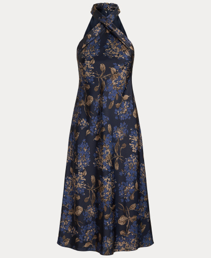 Lauren Ralph Lauren Women's Floral Tie-Neck Halter Cocktail Dress - Navy multi