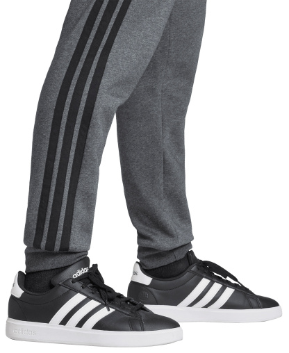 adidas Men's Essentials Three-Stripes Regular-Fit Fleece Joggers - Dark Gray Heather/Black