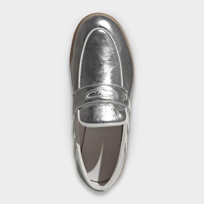 Women's adidas Originals Handball Spezial Loafer Casual Shoes - Part 1 - Silver Metallic/Off White/Grey One - Top view
