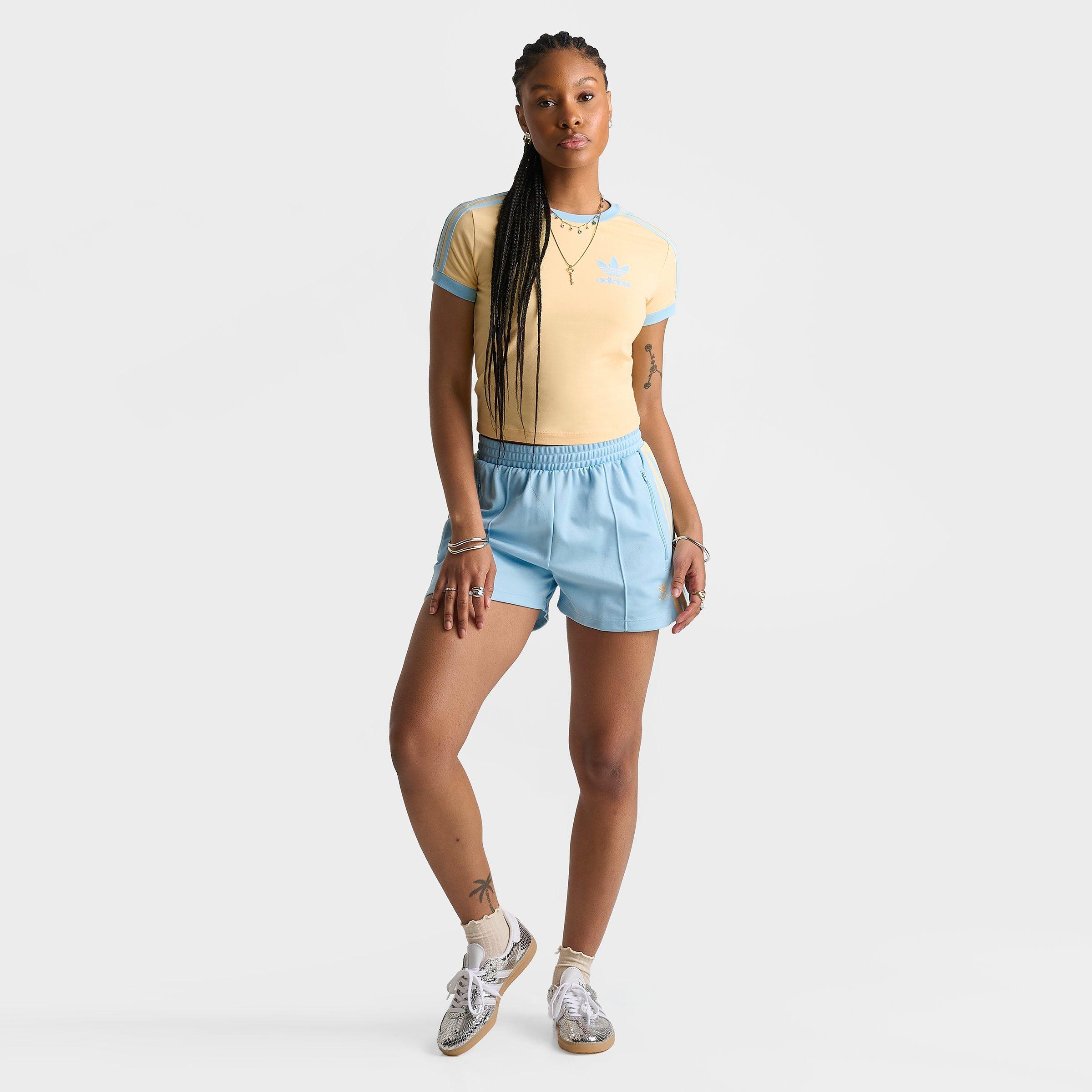 Women's adidas Originals adicolor 3-Stripes Baby T-Shirt - Orange Tint/Icey Blue