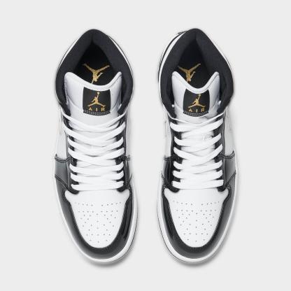 Men's Air Jordan Retro 1 Mid SE Casual Shoes - Black/Metallic Gold/White - view 5