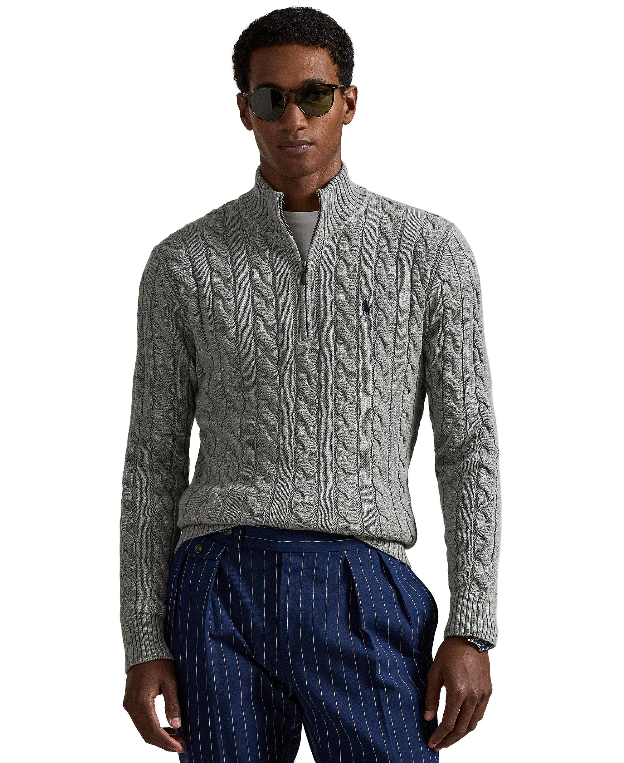Polo Ralph Lauren Men's Cable-Knit Cotton Sweater - Fawn Gray Heather