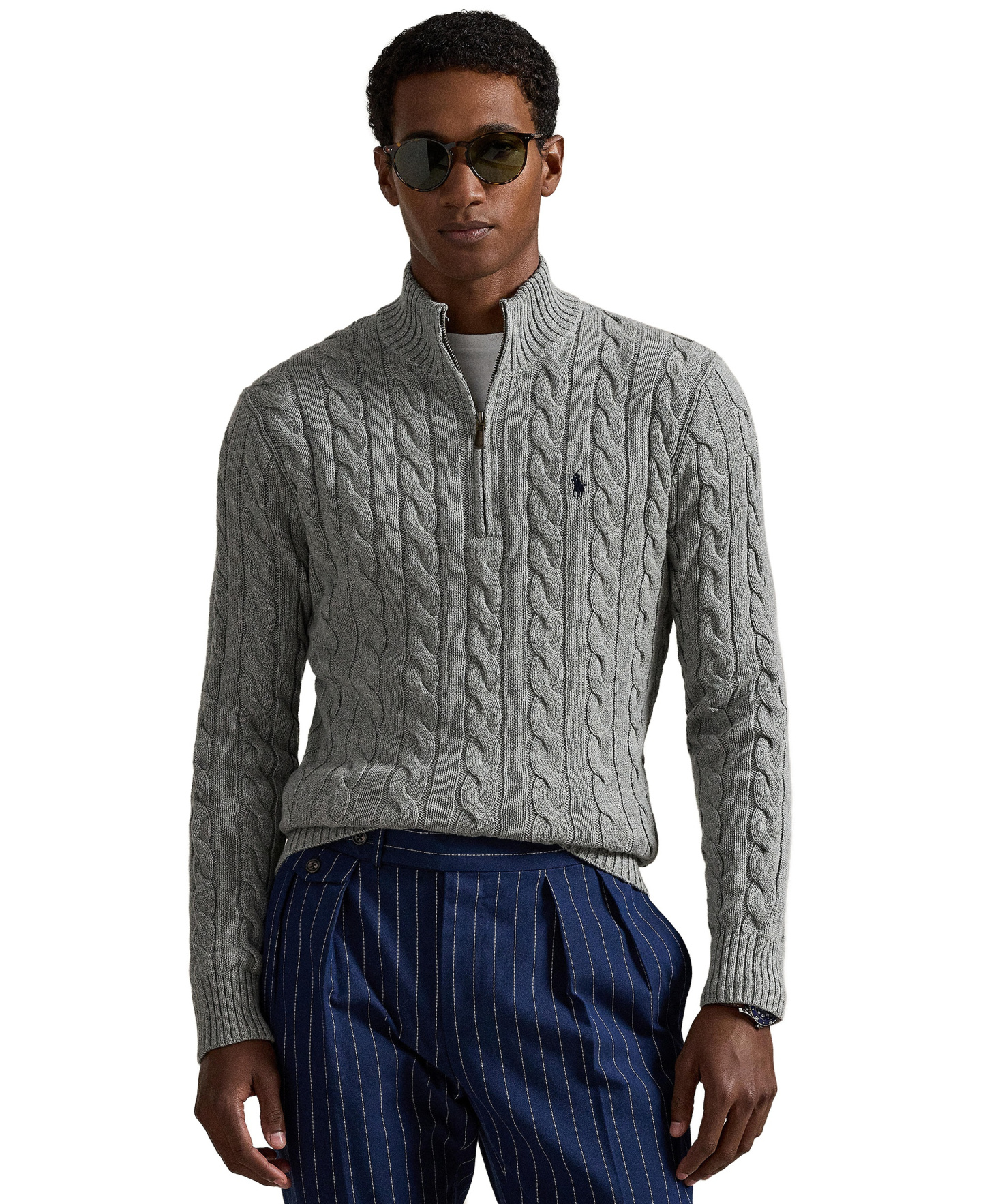 Polo Ralph Lauren Men's Cable-Knit Cotton Sweater - Fawn Gray Heather