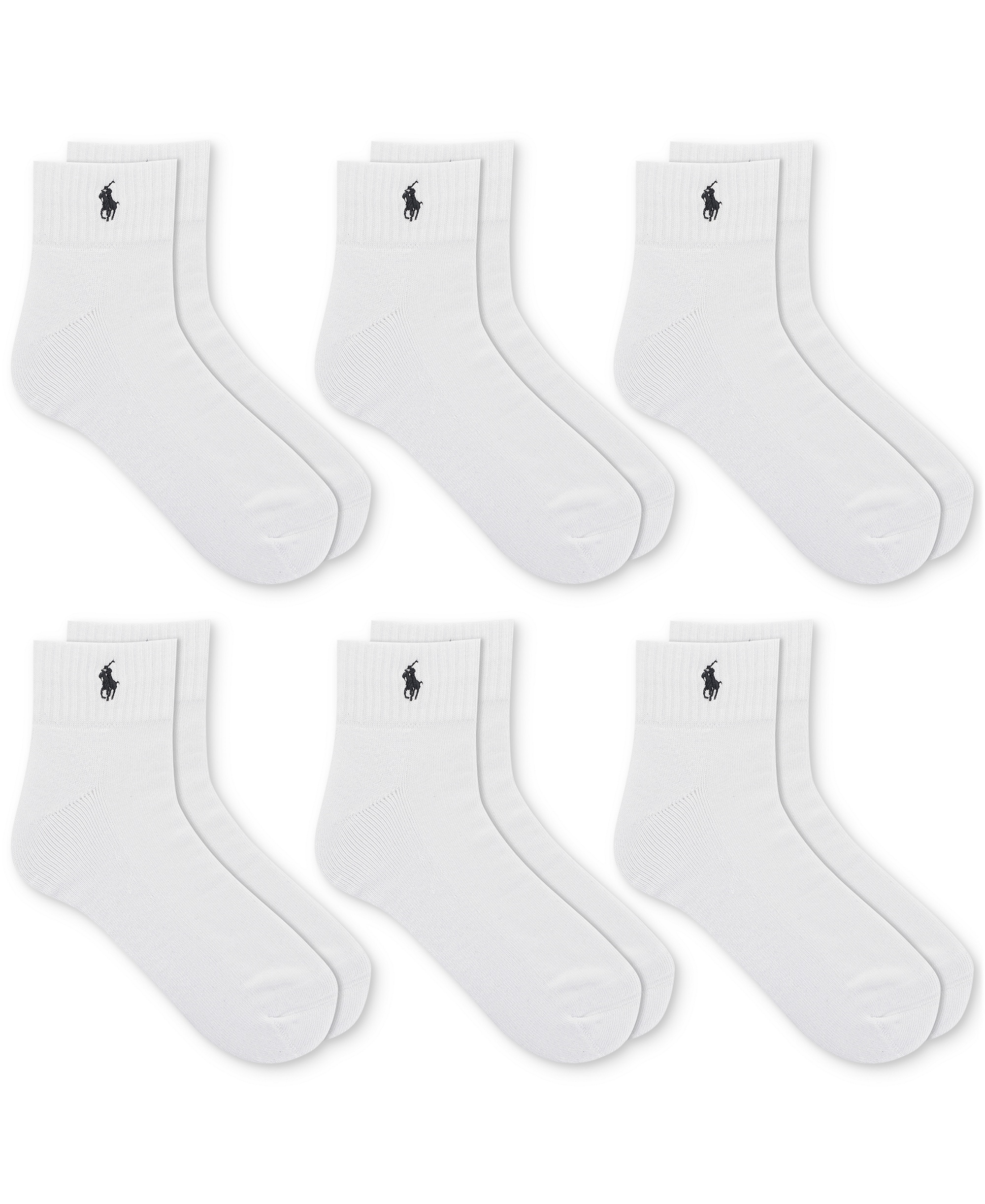 Polo Ralph Lauren Men's 6-Pack Performance Sport Quarter Socks - White