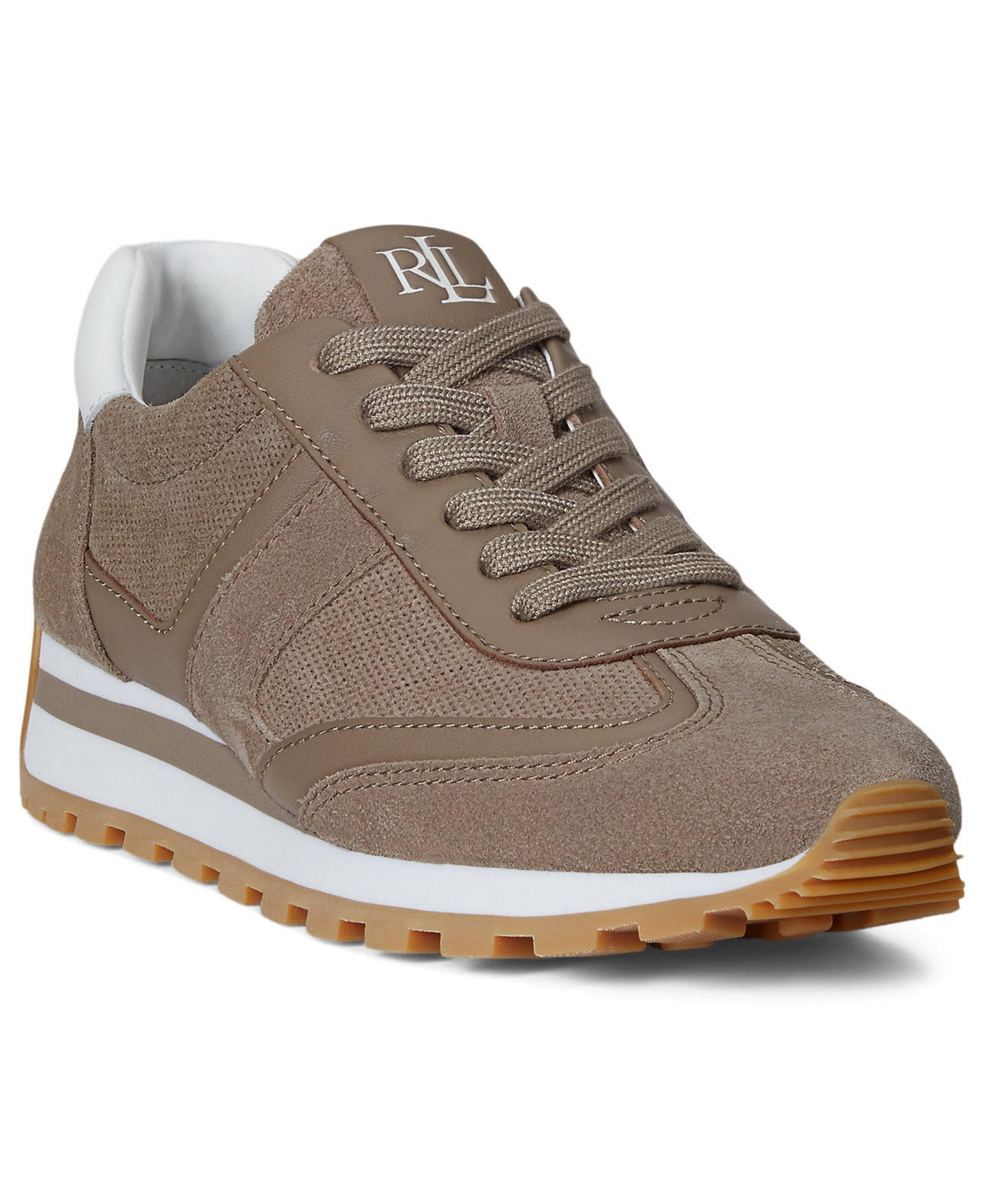 Lauren Ralph Lauren Women's Dani Lace-Up Sneakers - Taupe Brown/Snow White