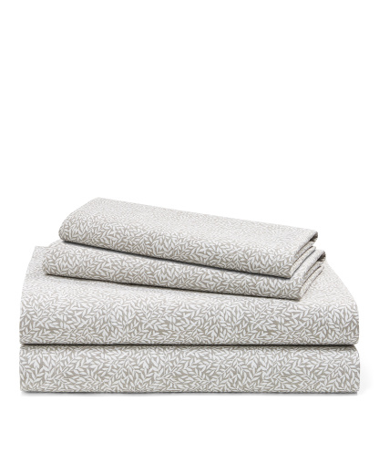 Lauren Ralph Lauren Spencer Leaf Sheet Set, Queen - Stone Grey Leaf