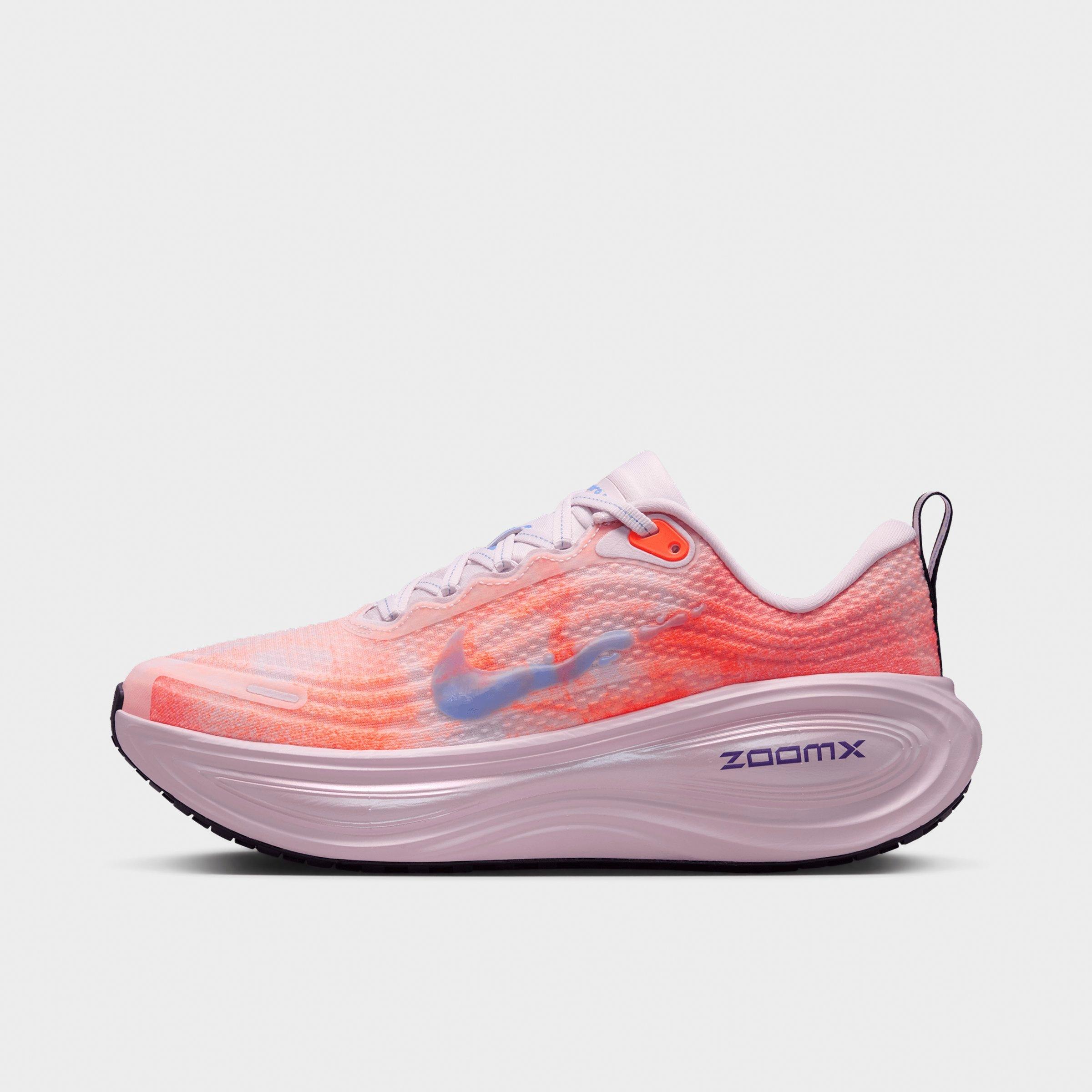 Women's Nithtke Vomero Plus Running Shoes - Part 1 - Bleached Lilac/Hyper Crimson/Sunset Haze/Royal Pulse - Left shoe facing left. Outside of the shoe.