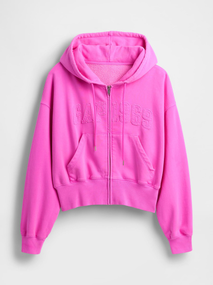 VintageSoft Wedge Zip Hoodie - New sugar plum neon pink
