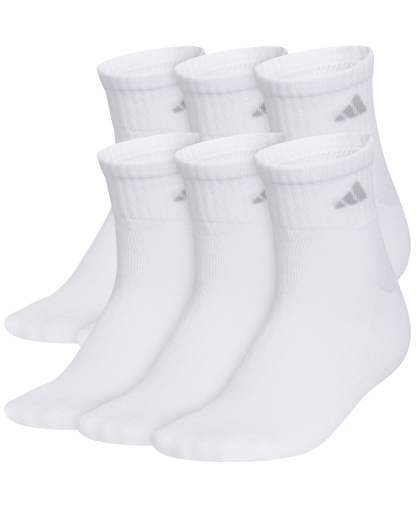 adidas Women's 6-Pack Classic Cushioned Socks - White/clear Onix Grey