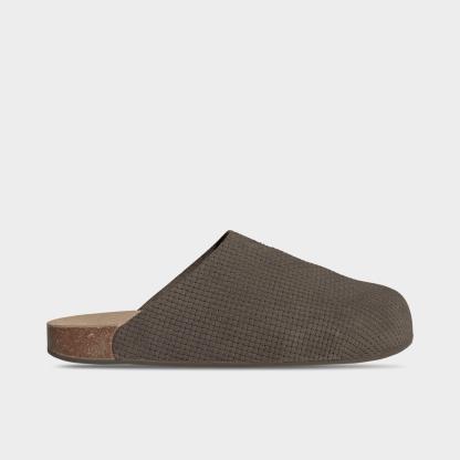 Men's adidas Originals Adimule Slide Sandals - Branch/Cardboard - Left shoe facing left. Outside of the shoe.