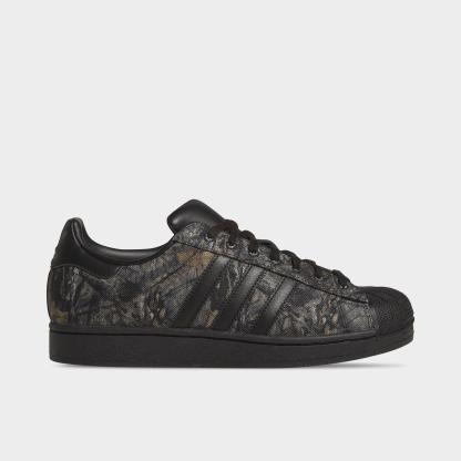 Men's adidas Originals Superstar II Casual Shoes - Part 2 - Core Black/Khaki/Gum - Left shoe facing left. Outside of the shoe.