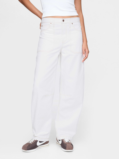 High Rise Barrel Jeans - New off white