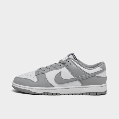 Men's Nithtke Dunk Low Retro Casual Shoes - Part 1 - White/White/Light Smoke Grey - Left shoe facing left. Outside of the shoe.