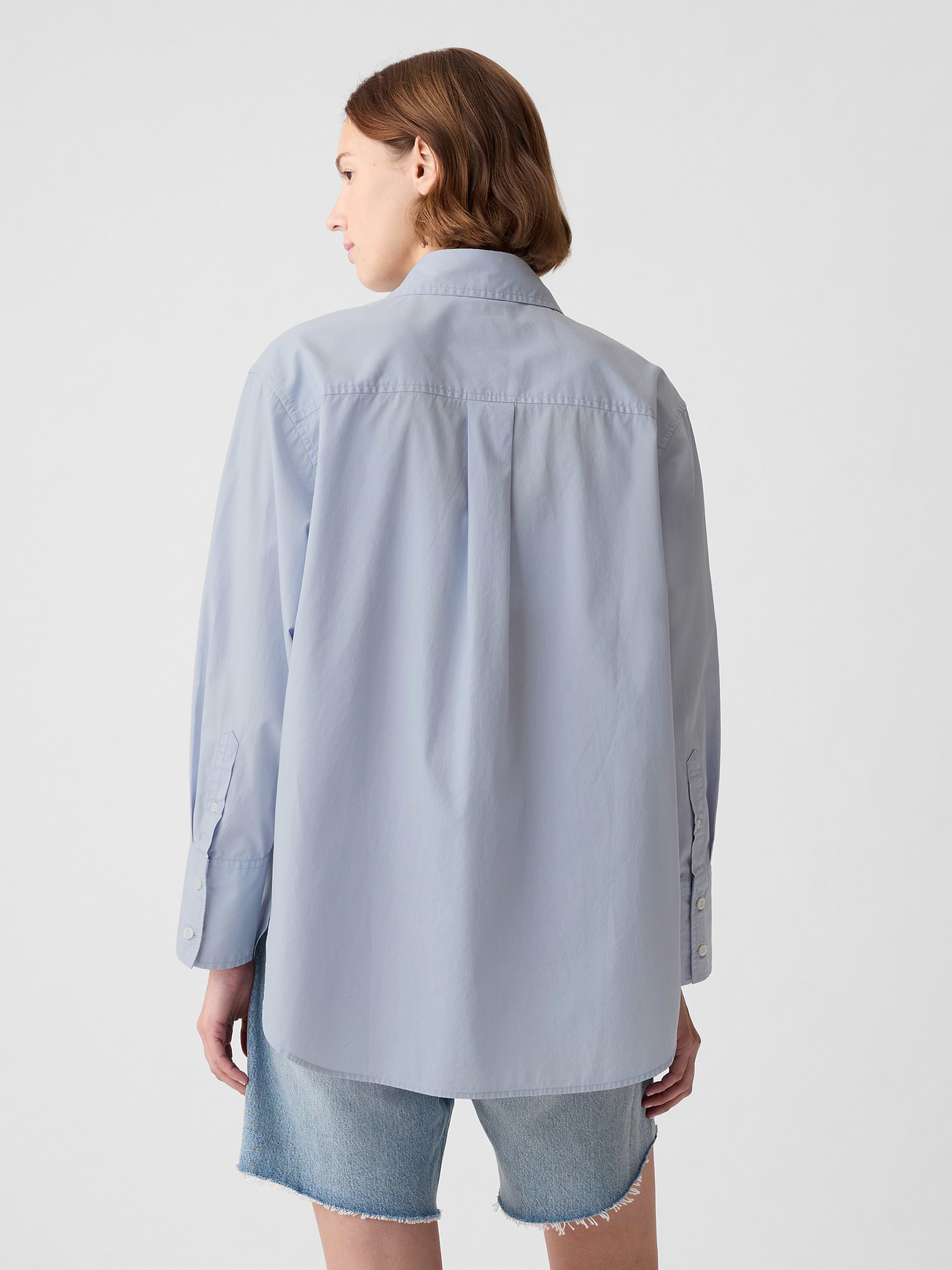 Organic Cotton Poplin Stripe Big Shirt - ice blue
