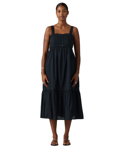 Levi's Premium Women's Mimi Square Neck Tiered Midi Dress - Anthracite Night
