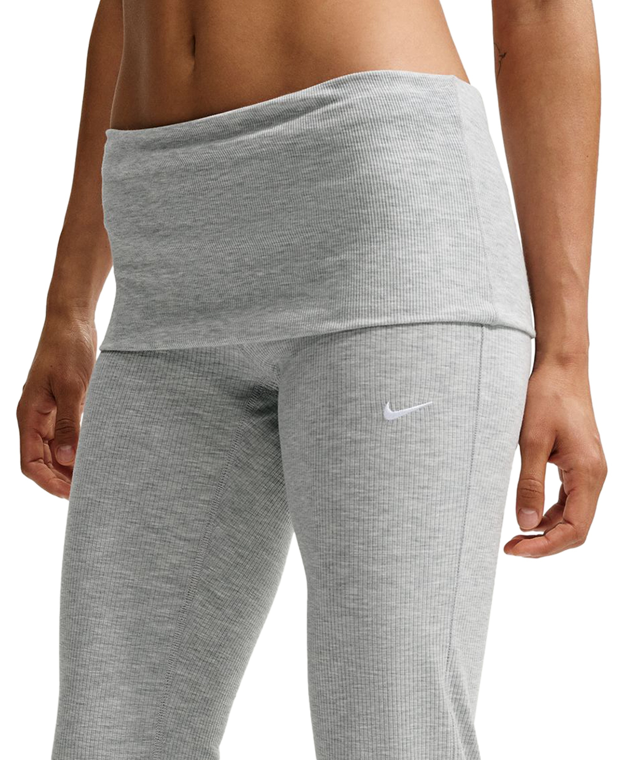 Nike Women's Sportswear Chill Knit Mid-Rise Tight Ribbed Pants - Wolf Grey/htr/white