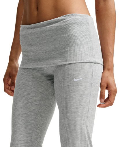 Nike Women's Sportswear Chill Knit Mid-Rise Tight Ribbed Pants - Wolf Grey/htr/white