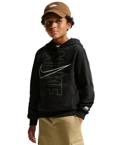 Nike Boys' 8-20 Sportswear Club Fleece Long-Sleeve Hoodie - Black