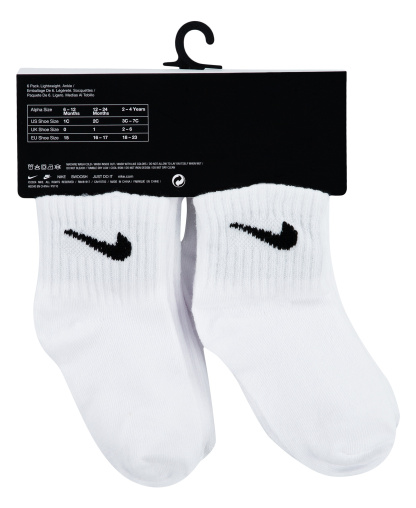 Nike Baby and Toddler Boys' and Baby Girls' Swoosh Ankle Socks, 6-Pack - White