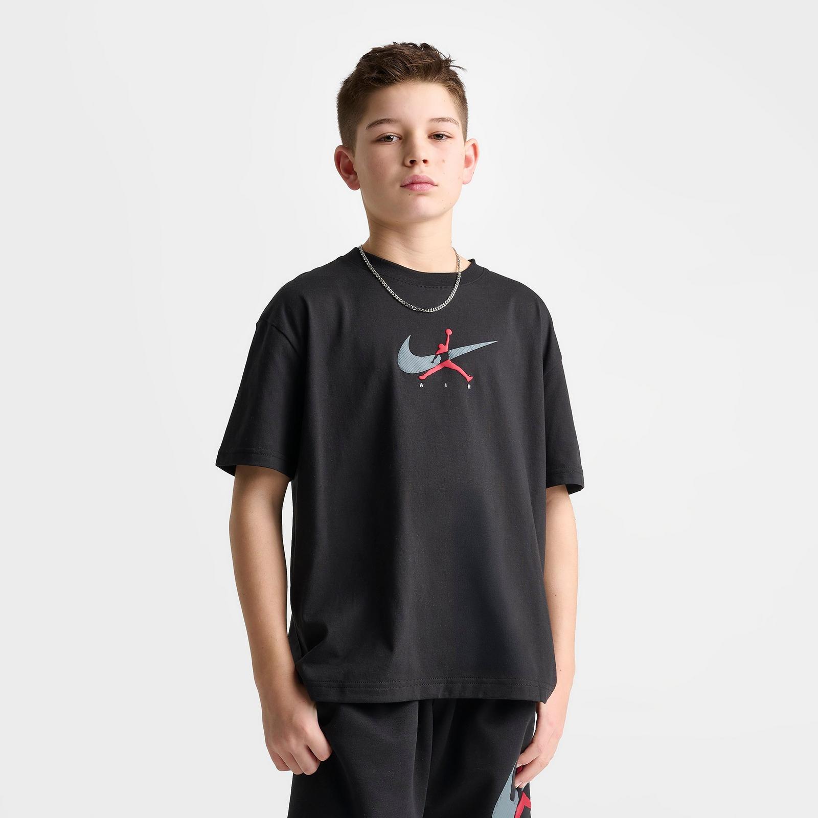 Big Kids' Jordan Brooklyn Swoosh Logo T-Shirt - Black - view 3