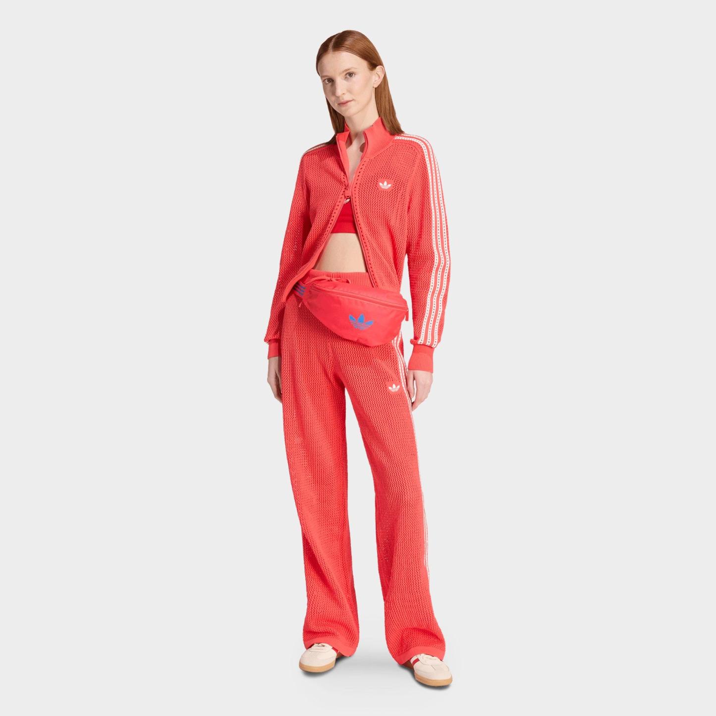 Women's adidas Originals Knitted Crochet Firebird Track Pants - Semi Lucid Red