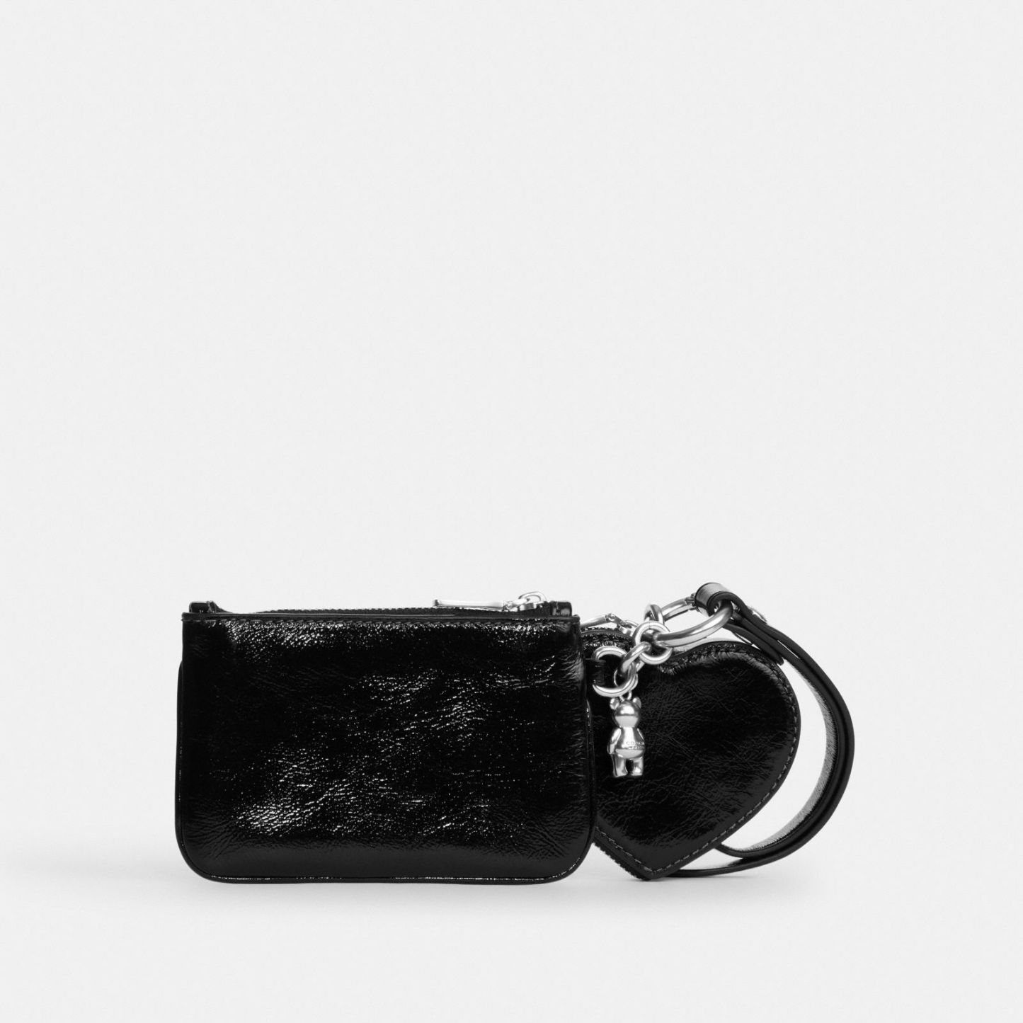 Wristlet And Heart Pouch With Charm - Silver/Black - view 5