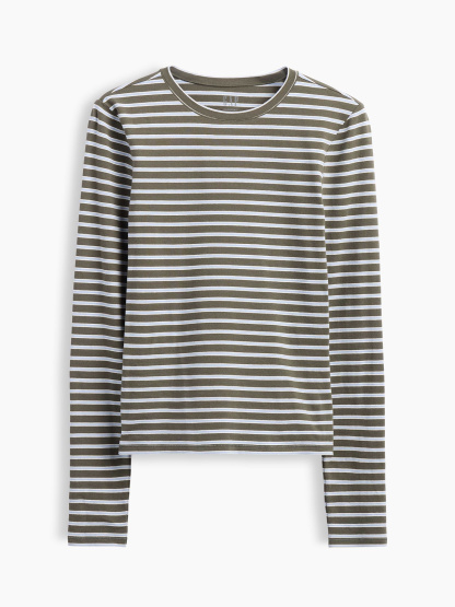 CloseKnit Jersey T-Shirt - Olive green stripe
