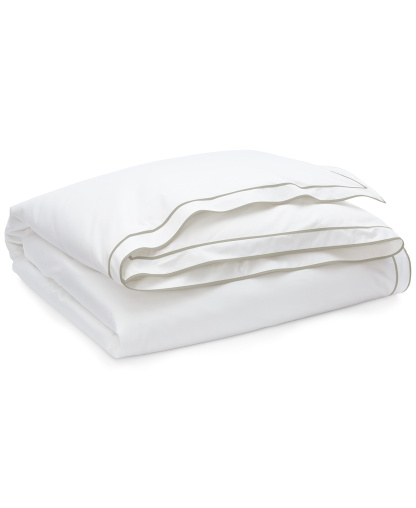 Lauren Ralph Lauren Spencer Sateen Border Duvet Cover, Full/Queen - White & Stone Grey