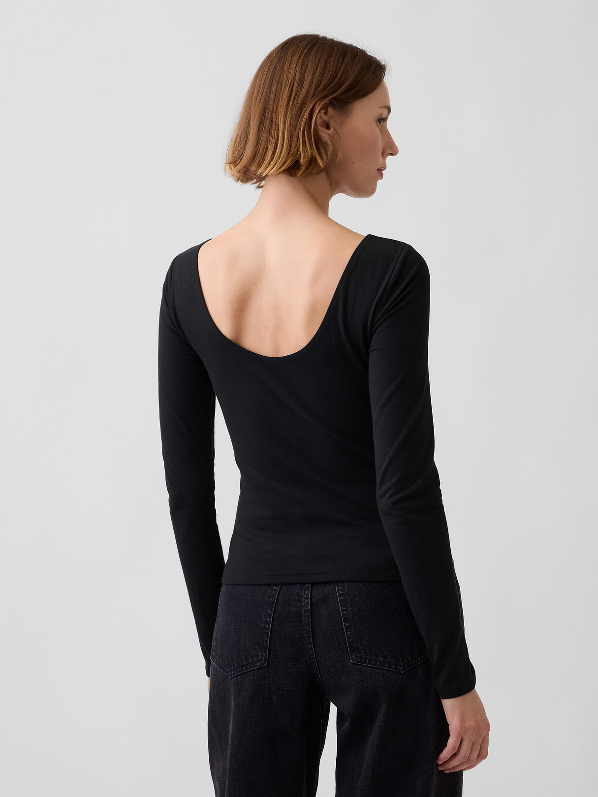 CloseKnit Jersey Scoop-Back T-Shirt - Black