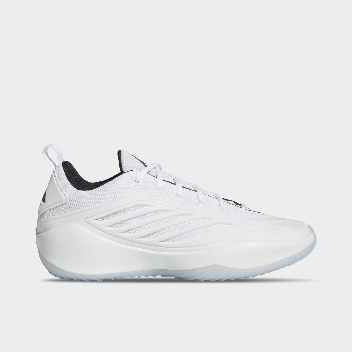 Men's adidas Believe That 1 Basketball Shoes - Cloud White/Core Black/Cloud White - Left shoe facing left. Outside of the shoe.