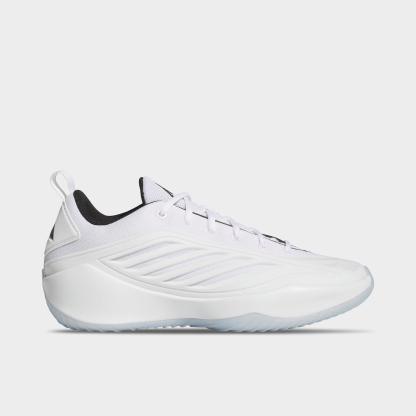 Men's adidas Believe That 1 Basketball Shoes - Cloud White/Core Black/Cloud White - Left shoe facing left. Outside of the shoe.