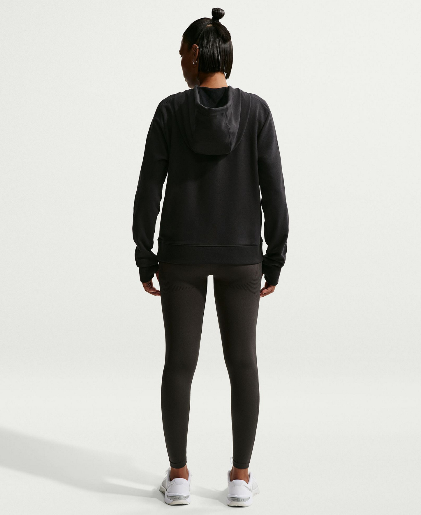 Nike Pro Women's Dri-FIT French Terry Pull-On Hoodie - Black/White