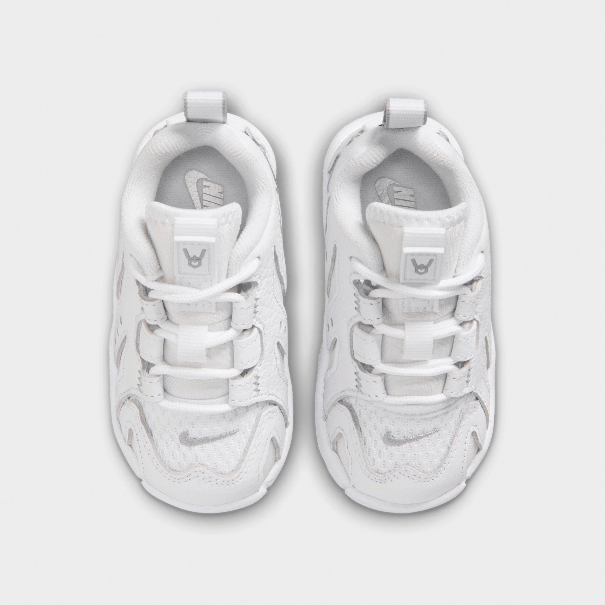 Kids' Toddler Nithtke Air DT Max ‘96 Low Casual Shoes - White/Metallic Silver/White/Light Smoke Grey - Top view