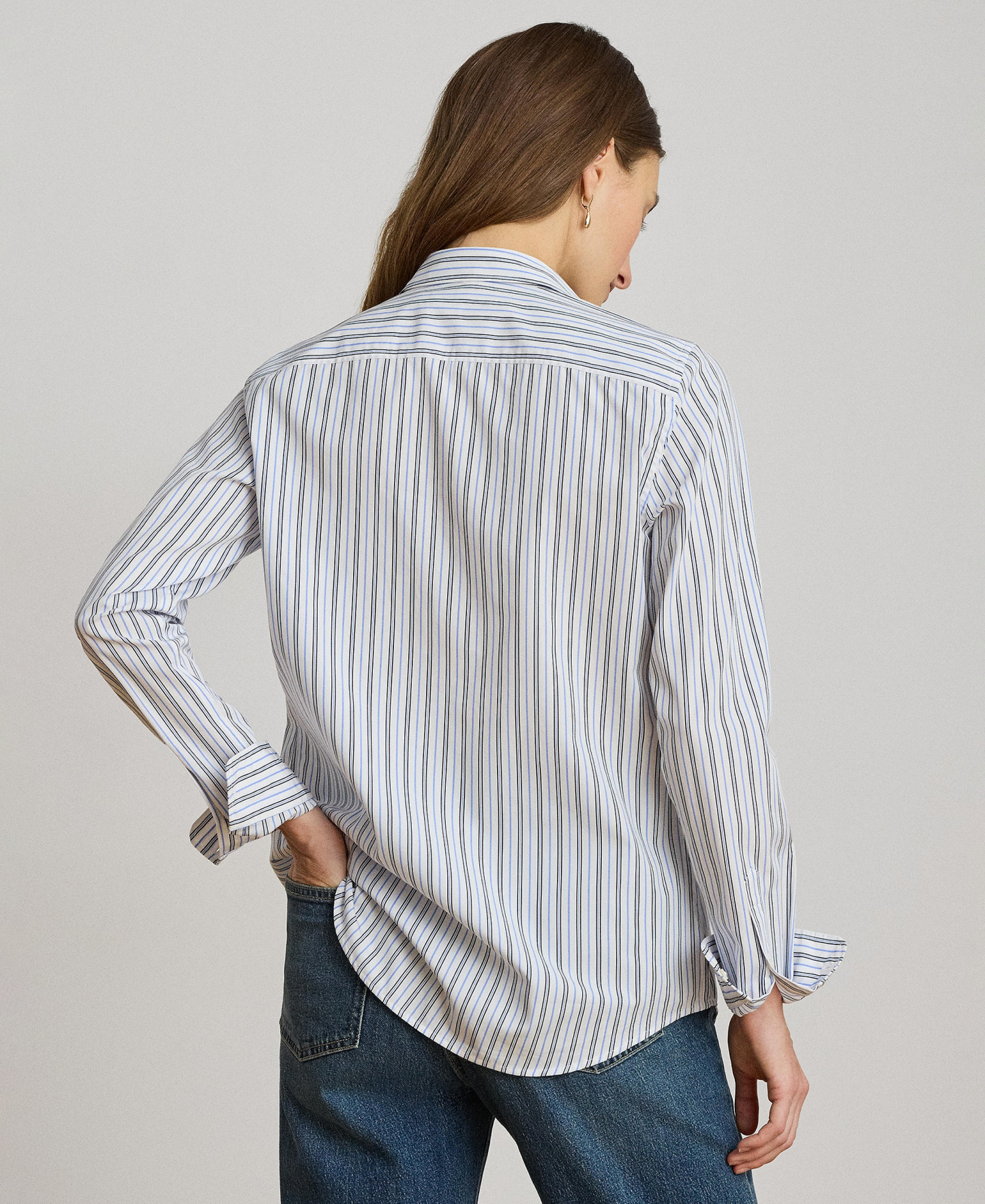 Lauren Ralph Lauren Women's Point Collar Striped Broadcloth Shirt - Blue Multi