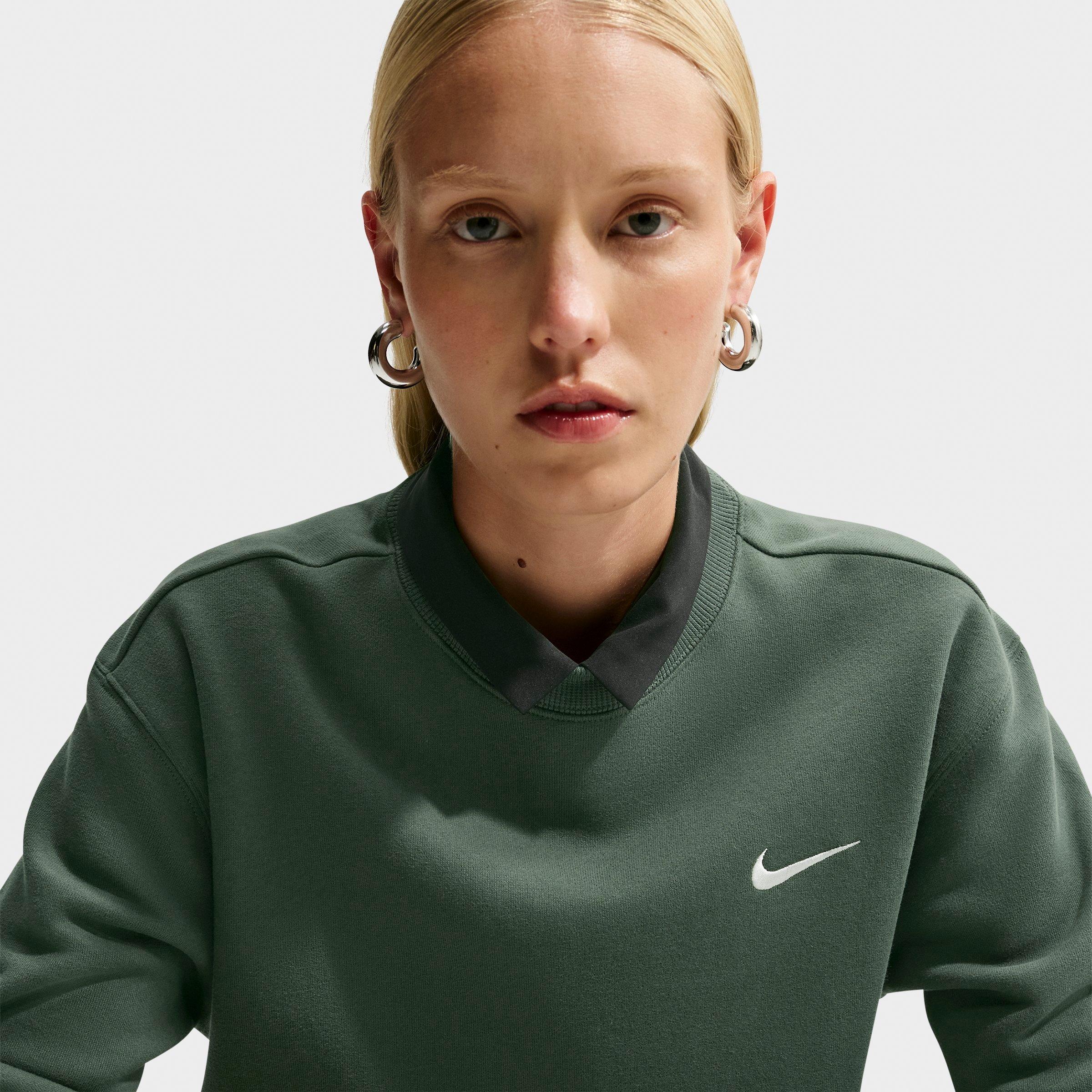 Women's Nithtke Studio Fleece Medium Weight Crewneck Sweatshirt - Camo Green/Sail