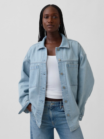 Denim Oversized Shirt Jacket - light wash