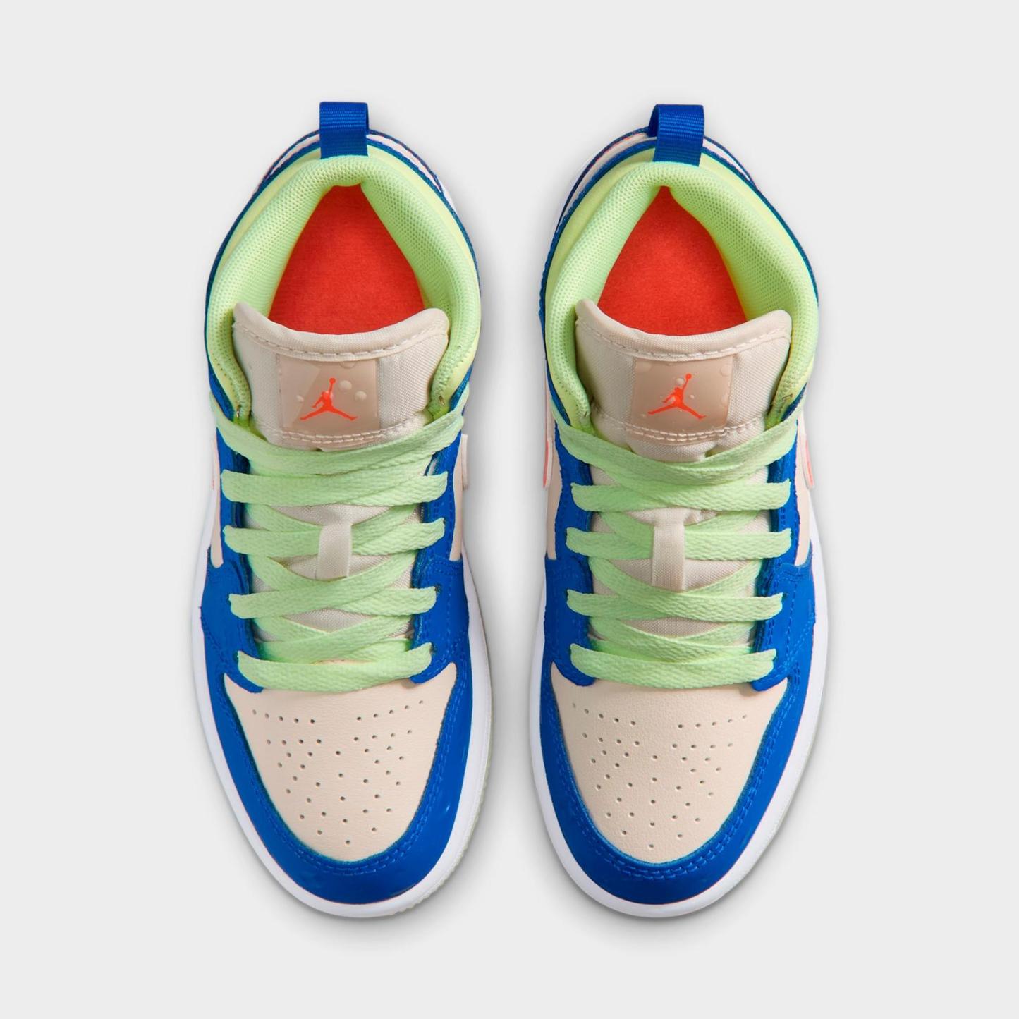 Little Kids' Air Jordan Retro 1 Mid SE Casual Shoes - Game Royal/Barely Volt/Infrared 23/Pale Ivory - view 5