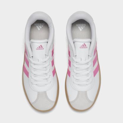 Big Kids' adidas VL Court 3.0 Skateboarding Casual Shoes - White/Pink - Top view