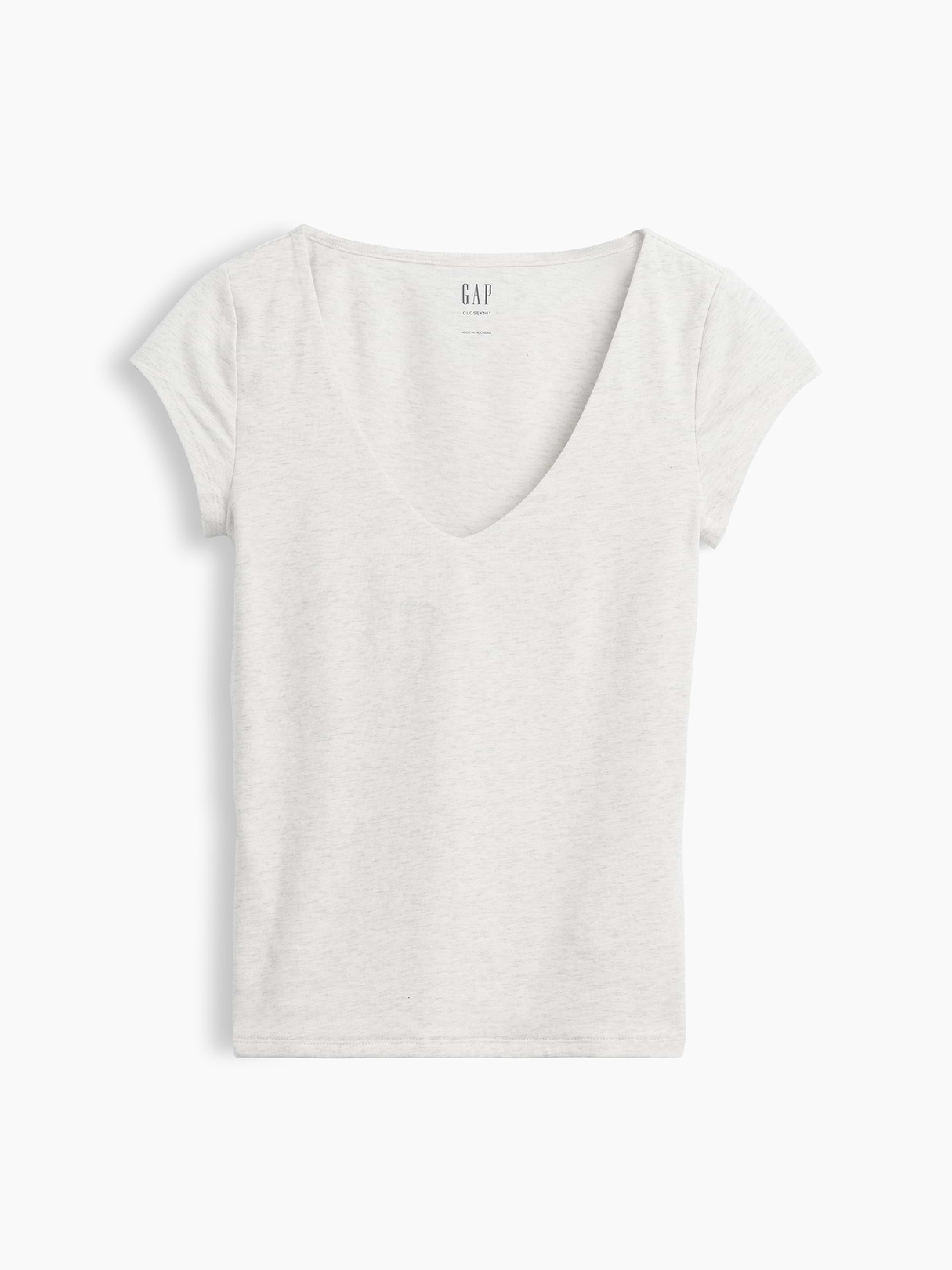 CloseKnit Jersey V-Neck T-Shirt - Pale heather grey