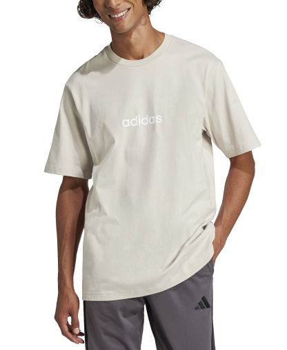 adidas Men's Essentials Linear Logo Graphic Regular-Fit T-Shirt - Alumina/White