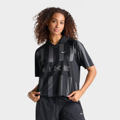 Women's Nike Sportswear Striped Oversized Jersey - Black/Black/Black/Chalk