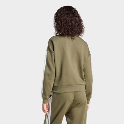 Women's adidas Essentials 3-Stripes Fleece Sweatshirt - Olive Strata/White