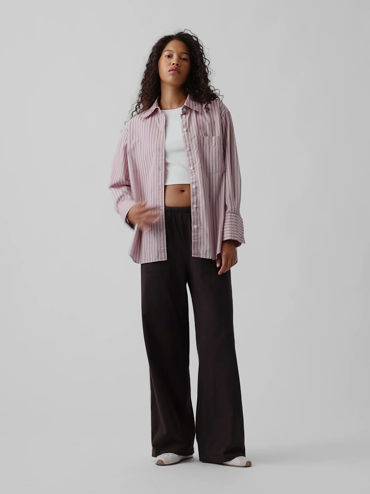 Knit Relaxed Track Pants - Terra brown with pink stripe